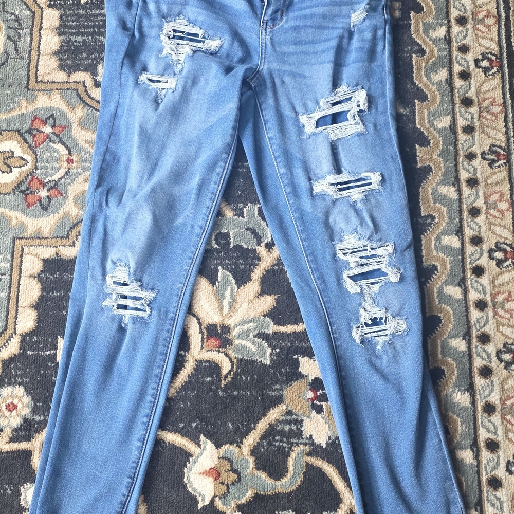 American Eagle Outfitters Ripped Blue Skinny Jeans